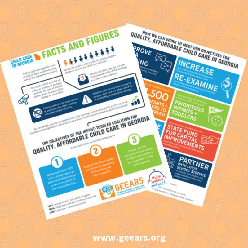 GEEARS's tweet photo. Need an overview of the early learning landscape in #Georgia? Check out the new #GEEARS fact sheet, “Child Care in Georgia: Facts & Figures.” Click here: https://t.co/lwVbgE0S79 @ZEROTOTHREE #childcare https://t.co/ndHx3ki5HY