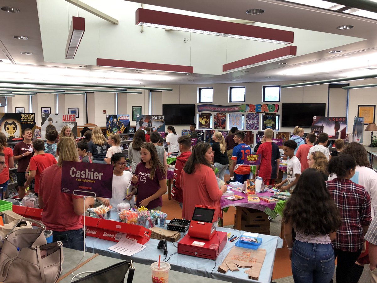 LopatMS's tweet photo. The Book Fair is off to a great start!  Students can shop from now through Thursday during lunch and Panther.  Open to all district students/parents on Thursday evening from 6:00 pm - 8:30 pm! https://t.co/Kf8wDFHxbY