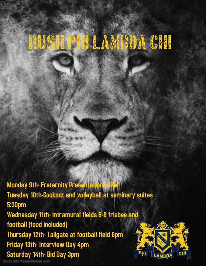 Rush week is finally here. We’re excited to meet everyone In the events listed