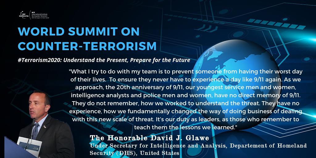 ICT_org's tweet photo. @DHSgov Great keynote address at the 9/11 memorial here at the #ict19 World Summit on Counter-Terrorism. #EnoughIsEnough #counterterrorism #terrorism2020 https://t.co/9Q7Te0pEcE