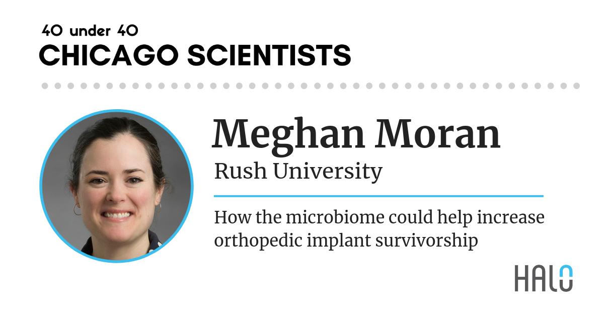 HALOdotscience's tweet photo. Meet #40under40 scientist @DrMeghanBones at @rushumedcollege: "It is my hope that by altering the gut microbiome through administration of dietary supplements or changes, we can delay implant failure." #microbiome #guthealth #jointsurgery https://t.co/NdtUyn4Gq6 https://t.co/BCSNVICVHQ