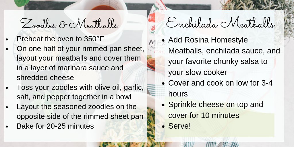If you are looking for some quick &amp; easy, super yummy weeknight dinners you have to check out my recipes for Zoodles &amp; Meatballs AND Enchilada Meatballs! I make both with my favorite Rosina Meatballs and they are always a hit. #ad #rosinameatballs <a href="/RosinaFood/">Rosina Food Products</a>