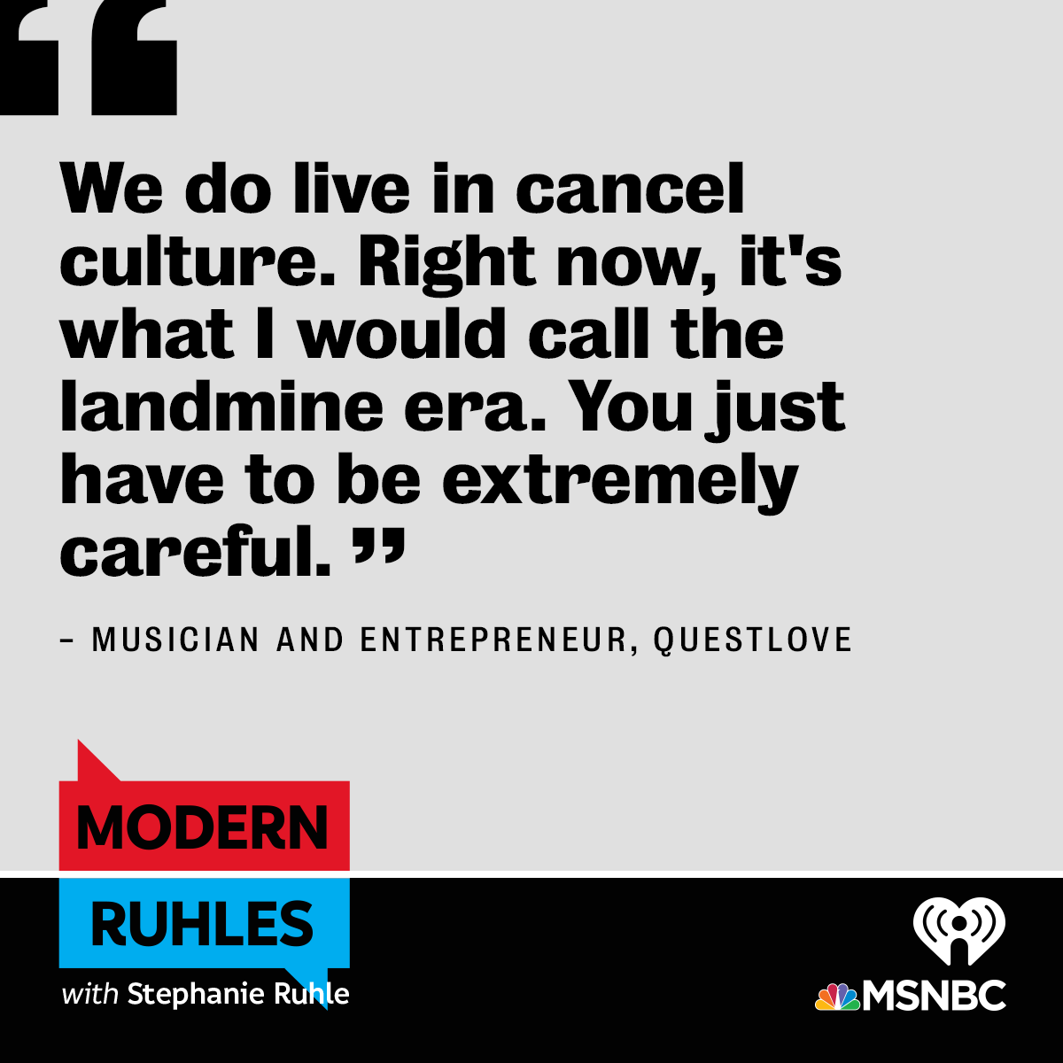 iHeartPodcasts's tweet photo. How can we talk about the issues that impact us most with those we don't agree with? @SRuhle talks cancel culture with @danacanedy, @Questlove and @MichaelIanBlack. Listen here for free: https://t.co/QmsejZ1IYP

#podcast #news #politics #newspodcast #stephanieruhle #MSNBC https://t.co/TeJ1O4VYMs
