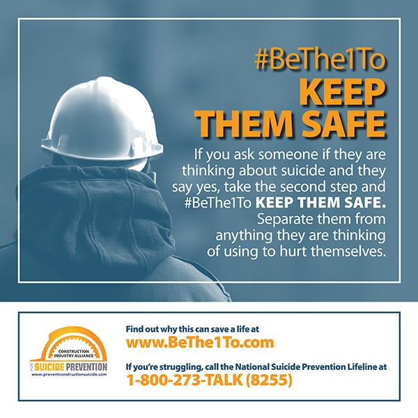 SMACNA's tweet photo. Today is World Suicide Prevention Day. Construction workers are among the most at risk - and one of the keys to prevention is awareness. #SMACNA encourages members to #bethe1to to help someone in crisis: https://t.co/6wmHs1zp2O  #suicideprevention #suicideawareness https://t.co/GeBXPPT4GX
