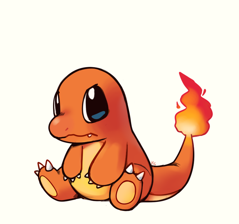 (Ko-fi doodle) A cute angry charmander! 