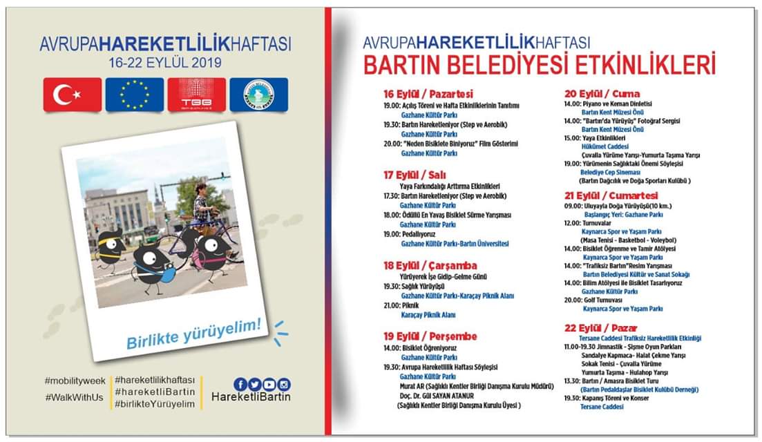 AVRUPA HAREKETLİLİK HAFTASI-2019 ETKİNLİKLERİMİZE KATILIMINIZI BEKLİYORUZ.
“BİRLİKTE YÜRÜYELİM”

<a href="/HareketliBartin/">Bartın Hareketlilik Haftası</a> <a href="/bartinbld/">Bartın Belediyesi</a> @TBBTR <a href="/EUDelegationTur/">AB Türkiye Delegasyonu🇪🇺EU Delegation to Türkiye</a> <a href="/74cemalakin/">CEMAL AKIN</a>