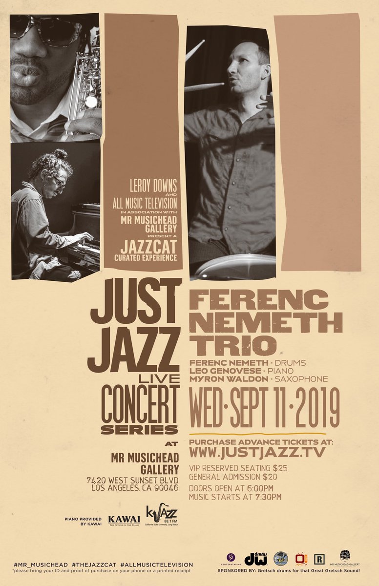 Tomorrow, Wednesday 9/11/2019 at @mrmusichead! Purchase advance tickets at @JustJazzTV / #jazz #livejazz #LosAngeles #SunsetBlvd #JazzLosAngeles