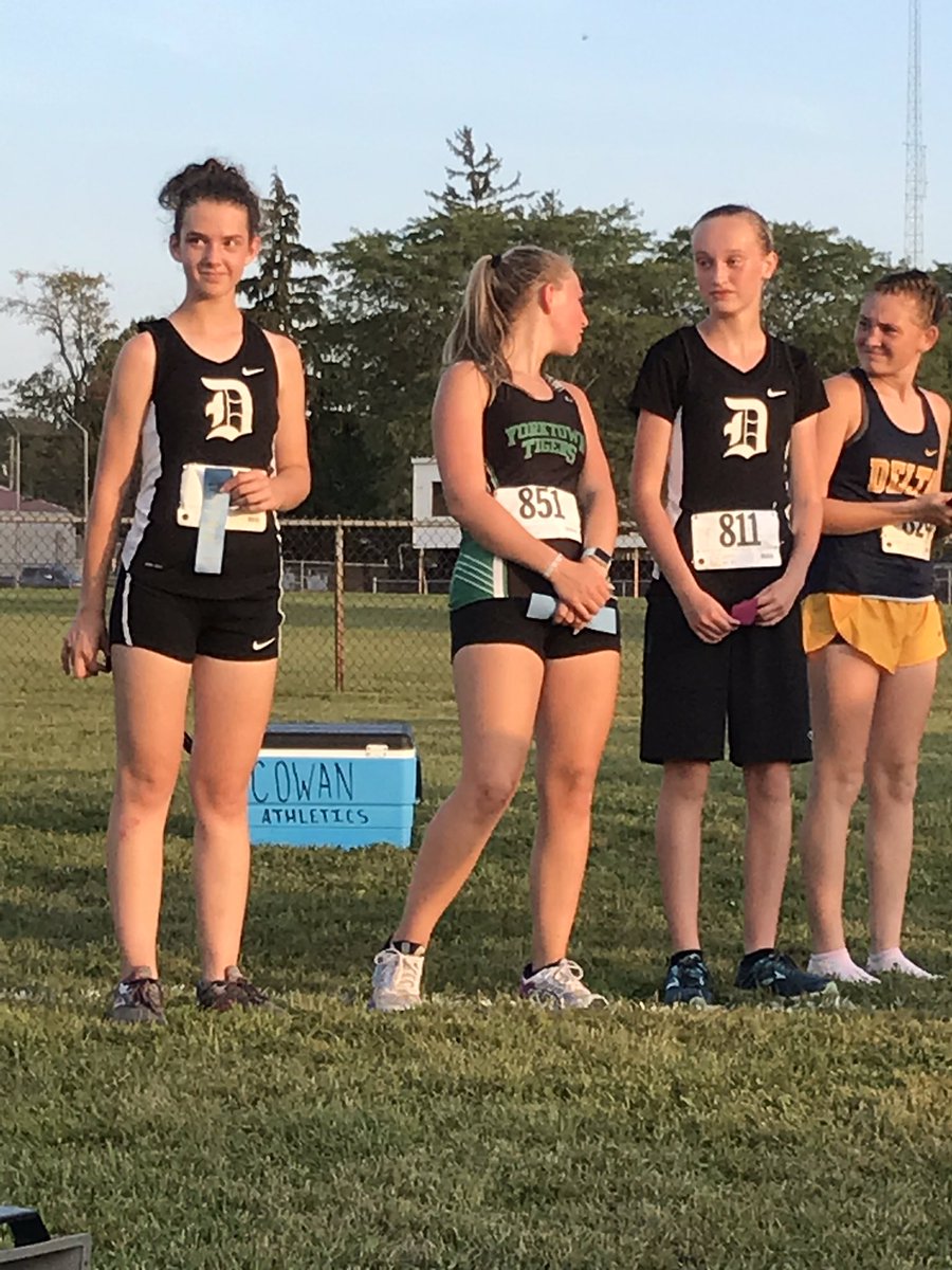DHSBroncoCC's tweet photo. Girls Delaware County top finishers for the Broncos. Olivia Covert 15th and Audrey Shepler 17th. https://t.co/Kz3N3gcD81
