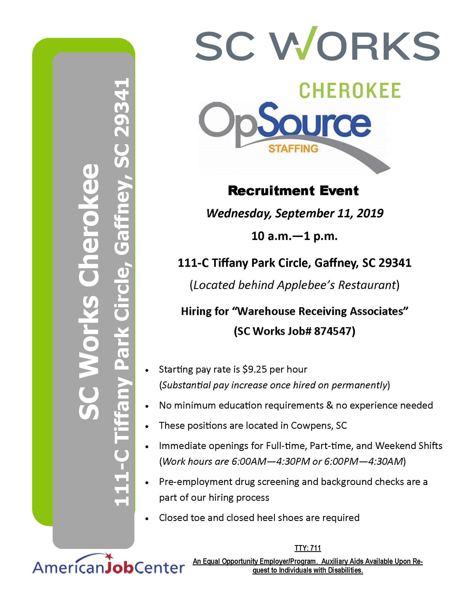 SC Works on Twitter "OpSource Staffing is hiring warehouse receiving
