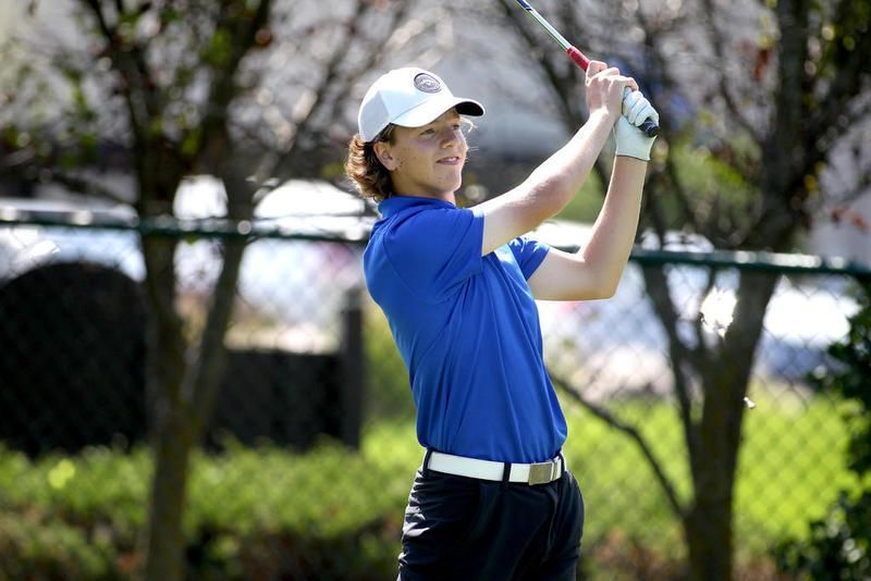 PRResortgolf's tweet photo. Zach Mulhearn of St. Francis tees off on the seventh tee during a boys golf invite hosted by Geneva at the Resort Course. https://t.co/nVbFVYn4hs #golf #golfer #golfing #golfcourse #resort #hotel #midwest #illinois #chicagoland #stcharlesil https://t.co/66kaiOiBbj