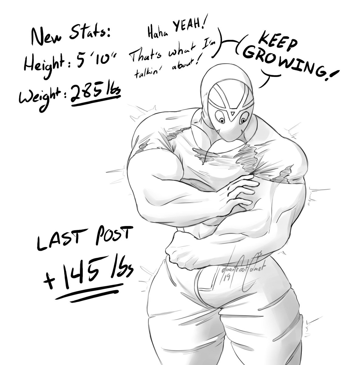 Hoarfrostcomet's tweet photo. Week 2; he's got a pretty good start but he can def get way bigger.
For those who didn't see, the muscle gain is now changed to:
Likes = 0.2lbs and Retweets = 0.4lbs

Notes will lock Mon. night, make him huge! https://t.co/ZS6gVnVn4u