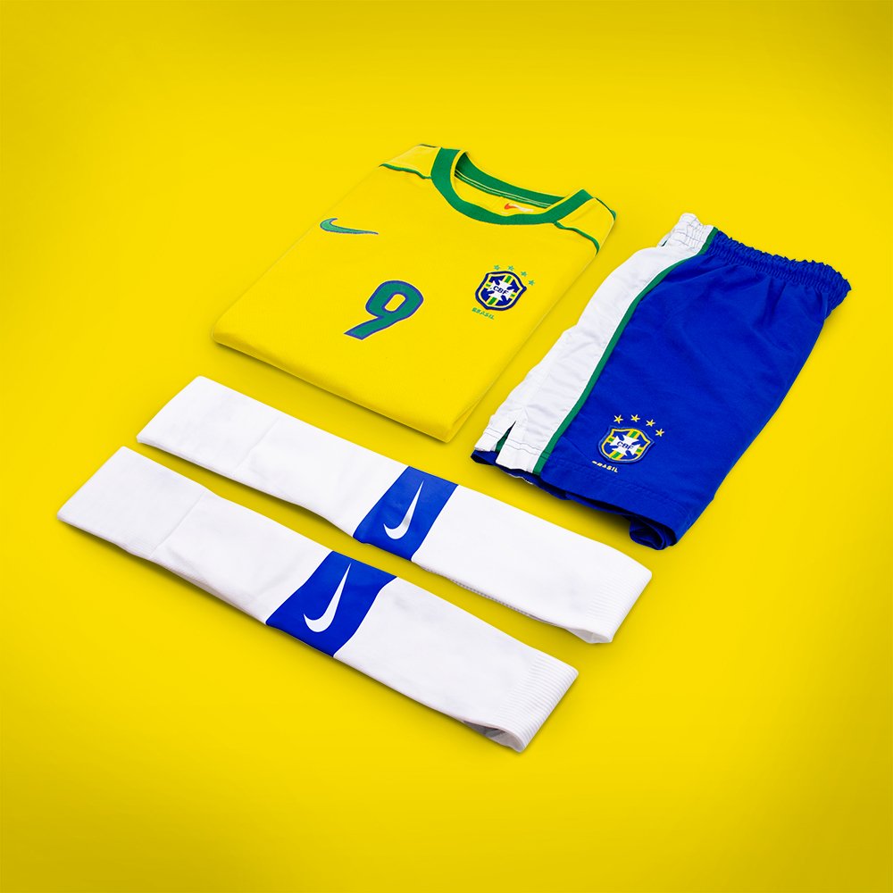 Classic Football Shirts on Twitter: "Full Kit Wonder: Brazil '98 home by Nike Brazil wore their kit in every match at France '98. Remember these tournament tees that were made famous