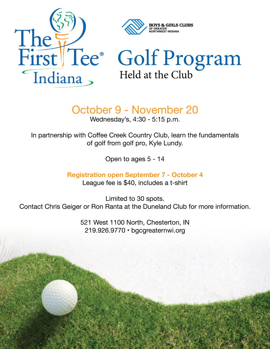 Image result for DUNELAND CLUB OFFERS FIRST TEE INDIANA GOLF PROGRAM