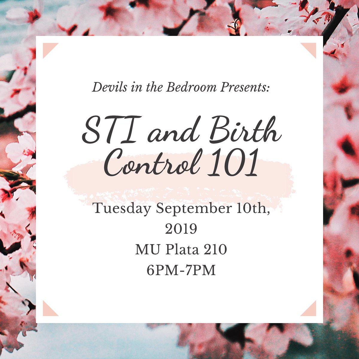 DITBASU's tweet photo. TONIGHT TONIGHT TONIGHT!!!! Come by and hear our lovely and updated presentation on STI awareness and preparedness and how to be able to obtain the right birth control for YOU! See you there devils ❤️❤️❤️ https://t.co/6CckQFXhZX