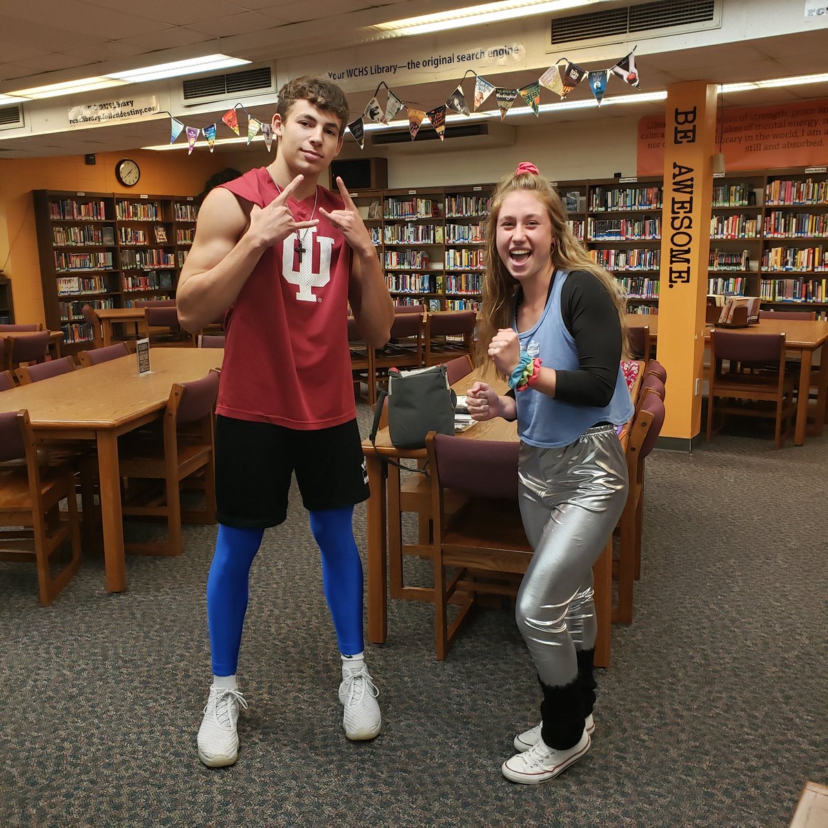 wcfalcontales's tweet photo. Homecoming day 2 at WCHS! 80s day! Without phone or internet for most of the day, it FELT like the 80s! •
Some of our Senior Library Cadets were looking "totally tubular" today!
#homecomong2019 #seniors #falconpride https://t.co/X6phfcvaif
