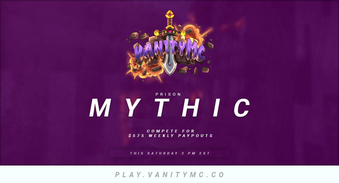 VanityMC's tweet photo. Prison Mythic reset will be this Saturday, September 14th, @ 3 PM EST! 👑

🏆 10 Man Gangs

💰 $575 CELL TOP

🎁 SOTW GIVEAWAY: 
- x5 Private Mine
- x10 Jailbox
- x2 Vanity Rank

To enter just retweet, like, and follow! ❤ https://t.co/nkHLAR1SE9