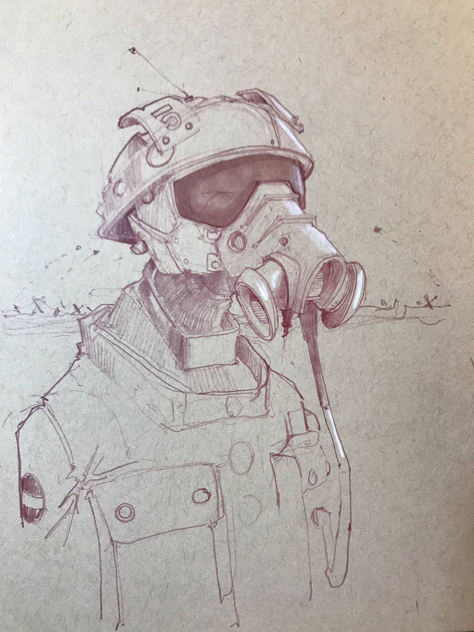 World War 1 Gas Mask Drawing