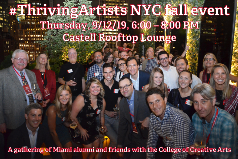 MiamiOH_ACED's tweet photo. Miami NYC Alumni - If you are a Creative Arts grad, work in a creative position/field, or just have a passion for the arts, please join us this Thursday! #ThrivingArtists 
@MiamiOHCCA @mullenerm 

Register here:
https://t.co/YuWjV09l4S https://t.co/sYIo7BuujG