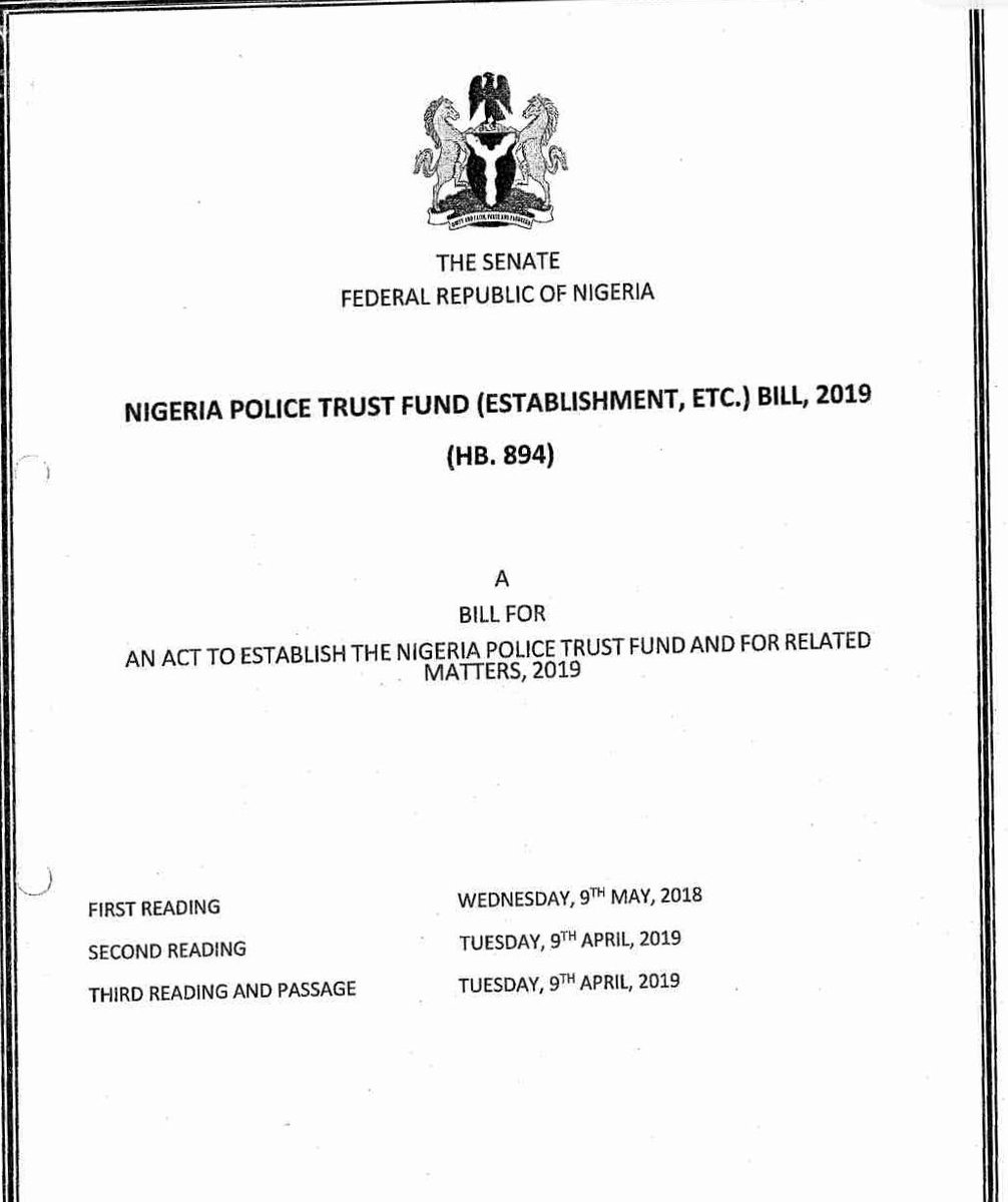 ToyosiTaiwo1's tweet photo. The new bill  "Nigeria Police Trust Fund (Establishment, etc) Bill,2019" requires that all companies operating business in Nigeria to pay 0.005% of the net profit as levy to fund the objectives of the bill. 
@ng_tax101 @Taxpalng @firsNigeria @OECDtax @TaxPolicyCenter https://t.co/Wz9nZuiufU