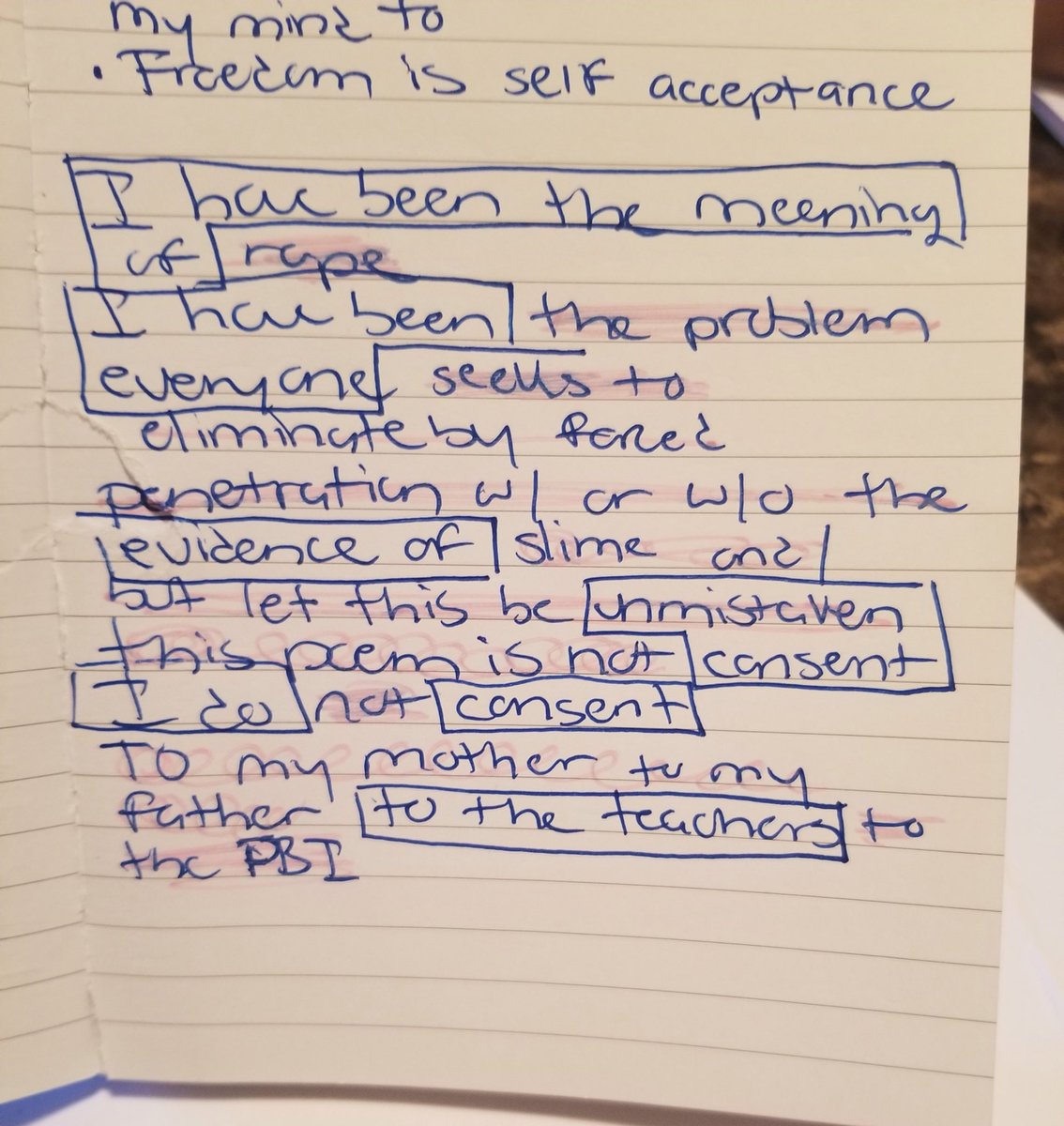 NationalBailOut's tweet image. Our #FreeBlackMamas fellows used June Jordan’s “Poem About My Rights" to make block poems in Black August. Through this creative writing exercise, fellows were able to create poetry within a poem about experiences that are all too familiar to Black bodies.