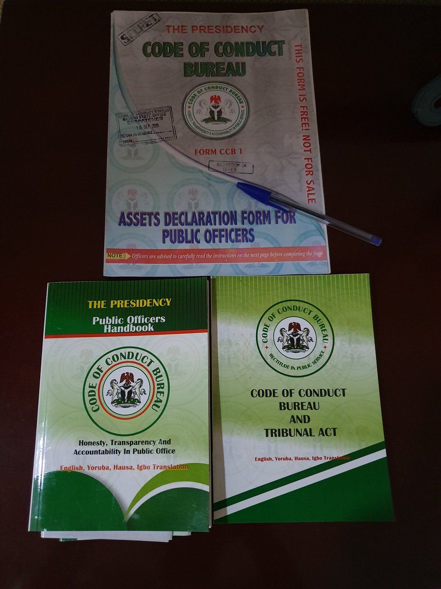 As required by para 11 of the 5th Schedule of 1999 Constitution &amp; Sec 15 of the CCBT Act, I have submitted Form CCB 1. This is an Assets Declaration Form that all Public Officers are required to submit at the time they assume office &amp; at the time they leave office. SO HELP ME GOD