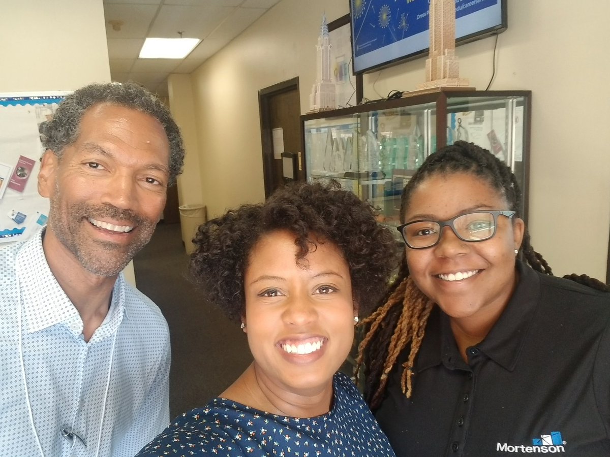 TeasleySl's tweet photo. NCAT Career Fair roll call visits from 9/10/2019 MORTENSON (Shareah Bethea) came back for her photo!!!! We are with our new friend Steve from RYAN (Phoenix office). RYAN had two of our students intern with them and loved the REVIT skills. He said keep up the good work! https://t.co/ExPIddMt3t