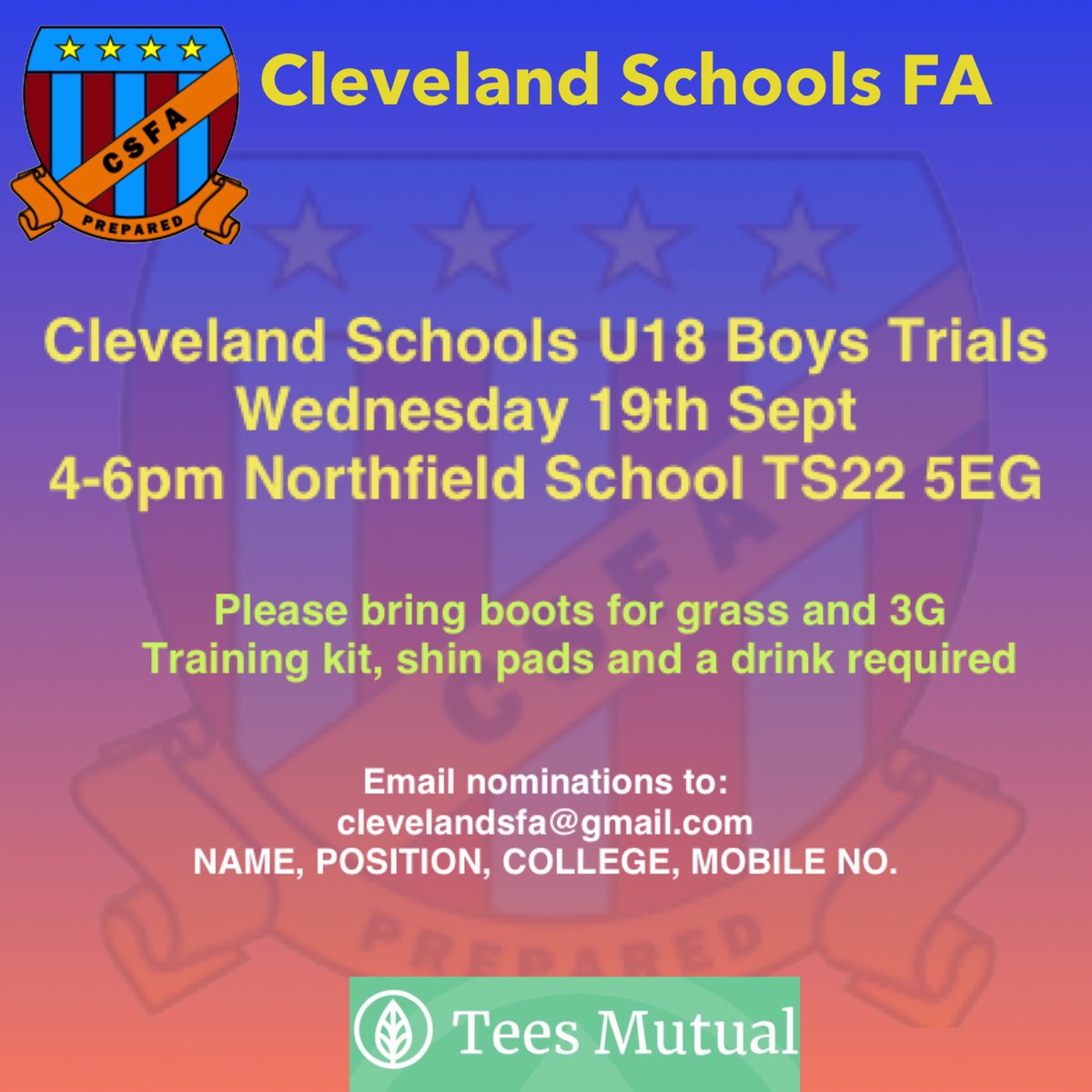 For those eligible please see details of trials next Wednesday 

clevelandschoolsfa.co.uk/latest-news/u1…