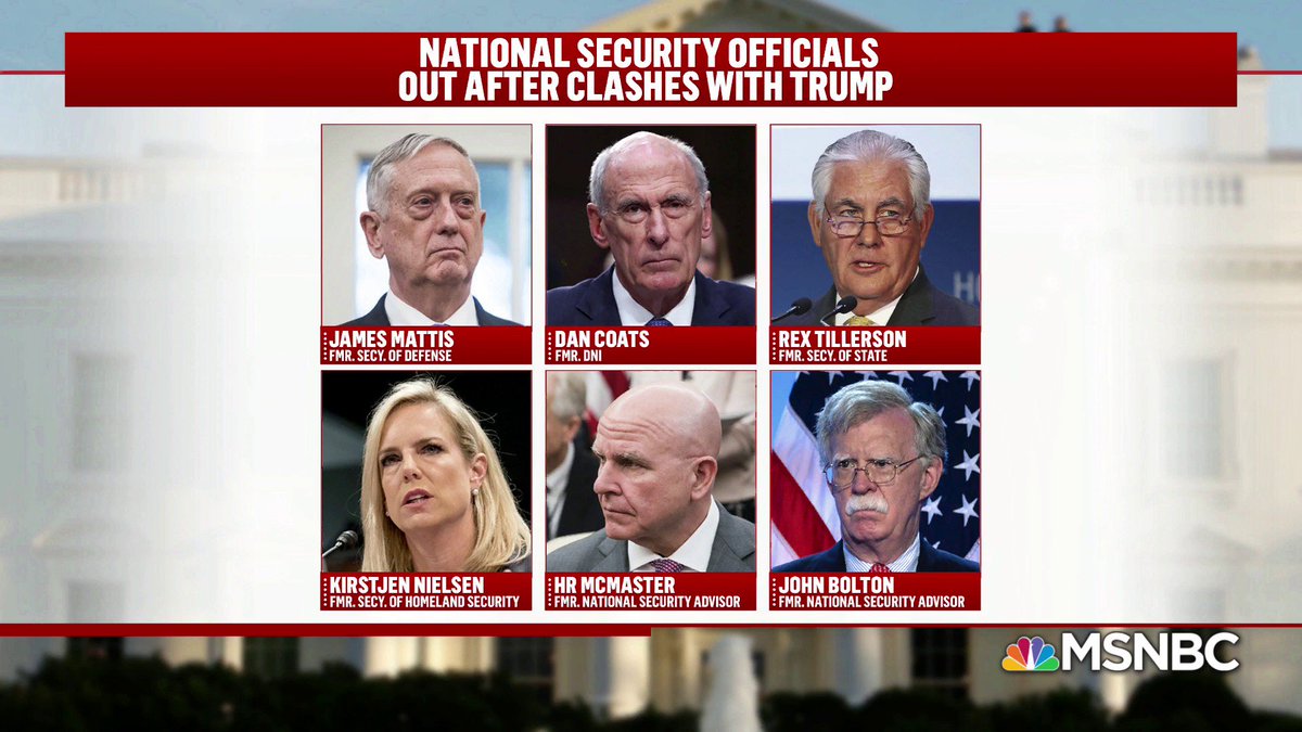 MSNOWNews's tweet photo. John Bolton is the latest top national security official who has been forced out after clashing with President Trump. https://t.co/biIyKHgZd0