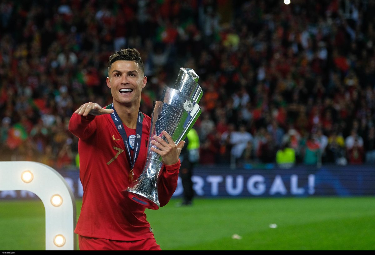 Squawka's tweet photo. Cristiano Ronaldo has scored his eighth international hat-trick for Portugal, meaning he has now scored exactly a third of the hat-tricks in the country's history (8/24).

CR7 at the treble again. ⚽️⚽️⚽️ https://t.co/RrBZvtVmXJ