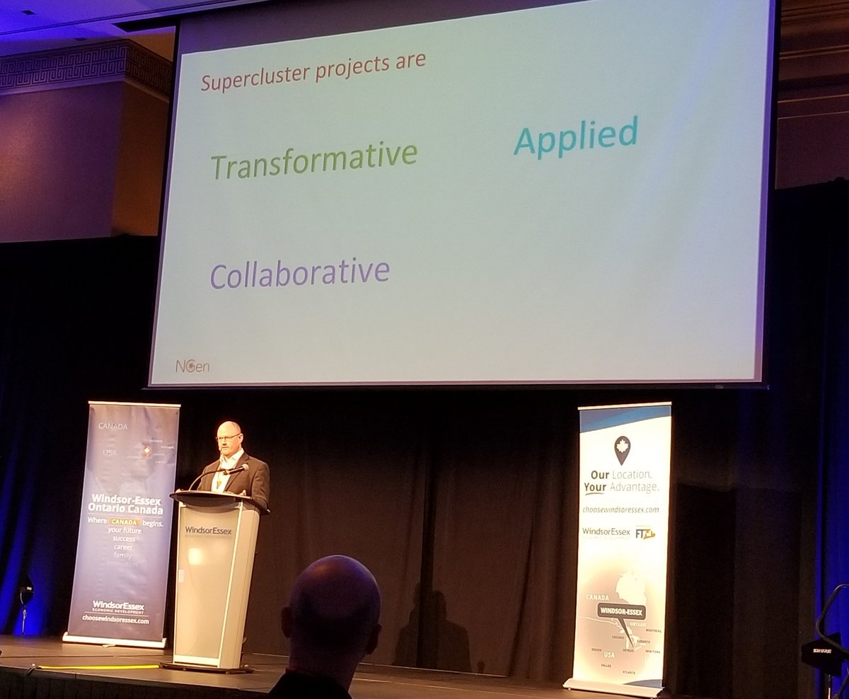WendyLStark's tweet photo. John Laughlin from @NGen_Canada talks about how the #manufacturing #supercluster supports collaboration and innovation in Cdn mfg. Join for free at https://t.co/YRpcsjoGFG #emergingtech2019 @weecdev https://t.co/XAMY3mIcEk
