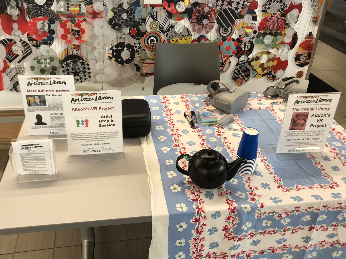 Kitchnband's tweet photo. Thanks to the @torontolibrary Albion Branch for the warm welcome today to begin our residency. Come by for a tea and see what we’re up to. #albionvrproject #artistsinthelibraries #poweredbytac https://t.co/OfRqAtmTg4