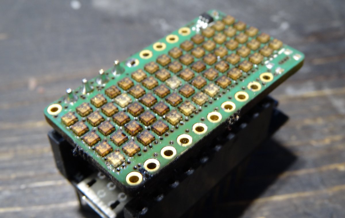 tinyledmatrix's tweet image. My RGB-Led Matrix shield for @unexpectedmaker &apos;s #TinyPICO shield is finally working! PCB - but more important in this case the stencil - was made by @AislerHQ .