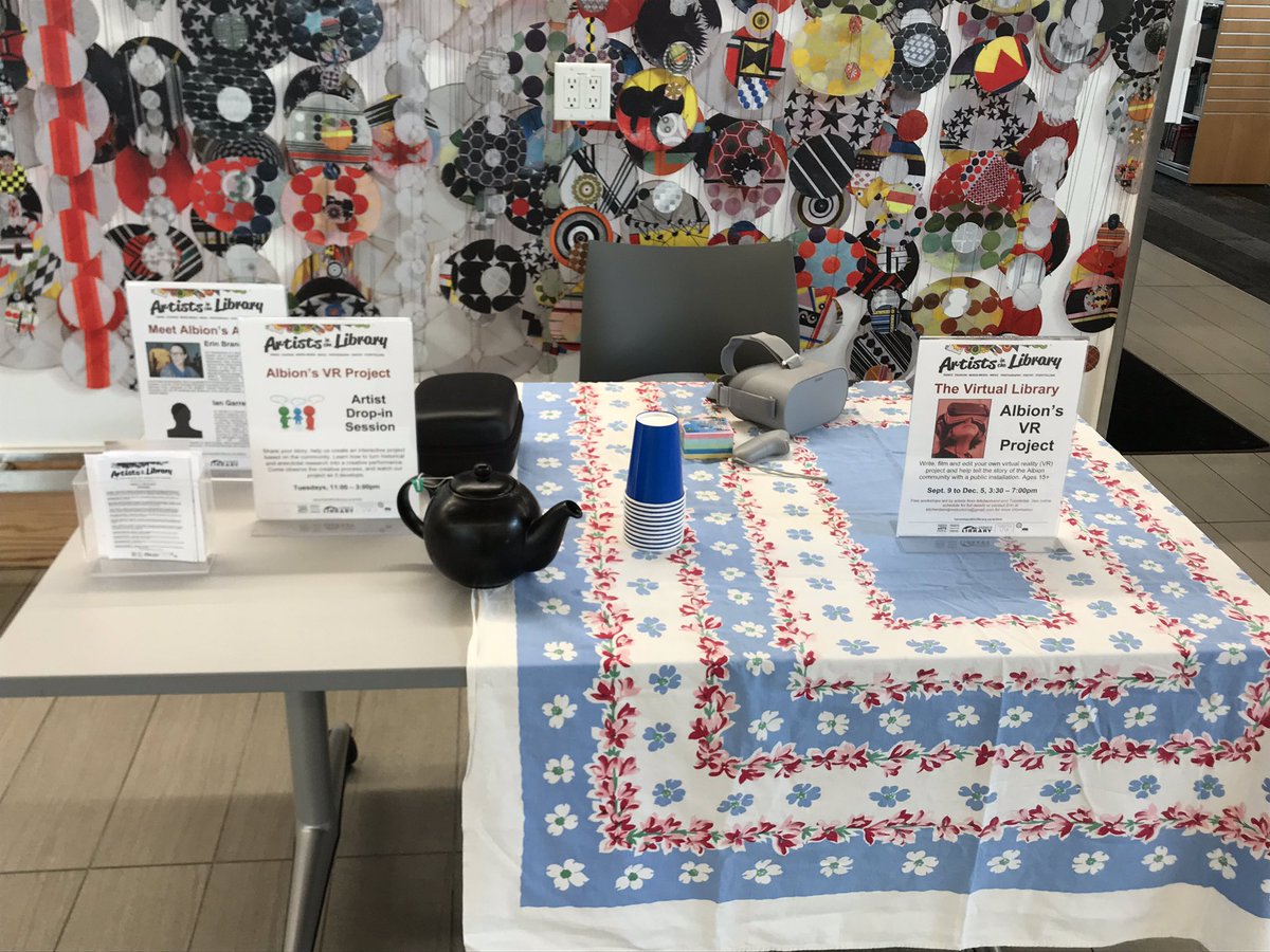 eebrande's tweet photo. Excited to begin our artistic residency with @Kitchnband and @toasterlab at the Albion @torontolibrary today. Creating a VR project with community participants on the history of the community. Come by for a cuppa and see what we’re up to. #albionvrproject https://t.co/ItAMYtYP4u