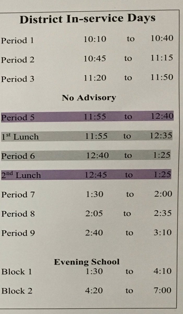 Tomorrow is a district late start. Classes start at 10:10