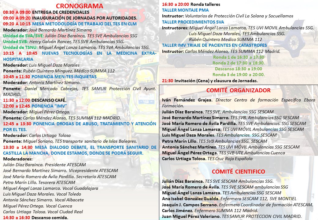 ATESCAMCLM's tweet photo. Info VII JORNADAS DE TES CASTILLA LA MANCHA.
16 de noviembre 2019.
Este año solo para socios y socias de ATESCAM.
 Inscripcion en la web de ATESCAM https://t.co/v3CBrbP6fQ a partir del 11/09/2019
#atescam #eboraformacion #TESVISIBLE #TESENFORMA #tesenformalarevista https://t.co/LFimnY9MAg