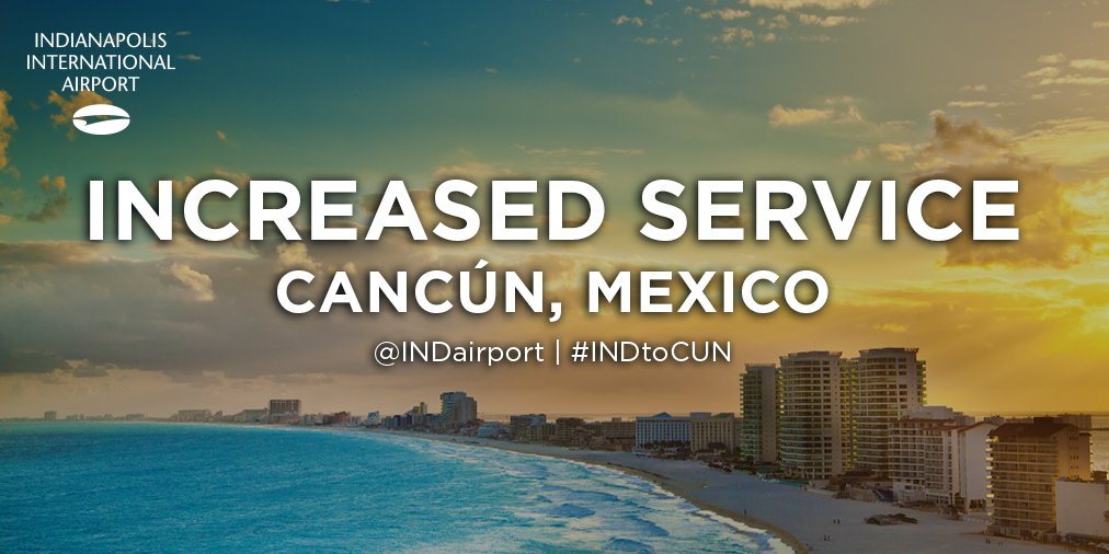 Have you heard the news? <a href="/FlyFrontier/">Frontier Airlines</a> will begin its first nonstop international service from IND to <a href="/Cancun_Airport/">Cancun Airport</a>! Starting December 20, enjoy increased service to this destination hotspot with nonstop Frontier flights twice weekly on Mondays and Fridays. 🛫 🏖️  #INDtoCUN
