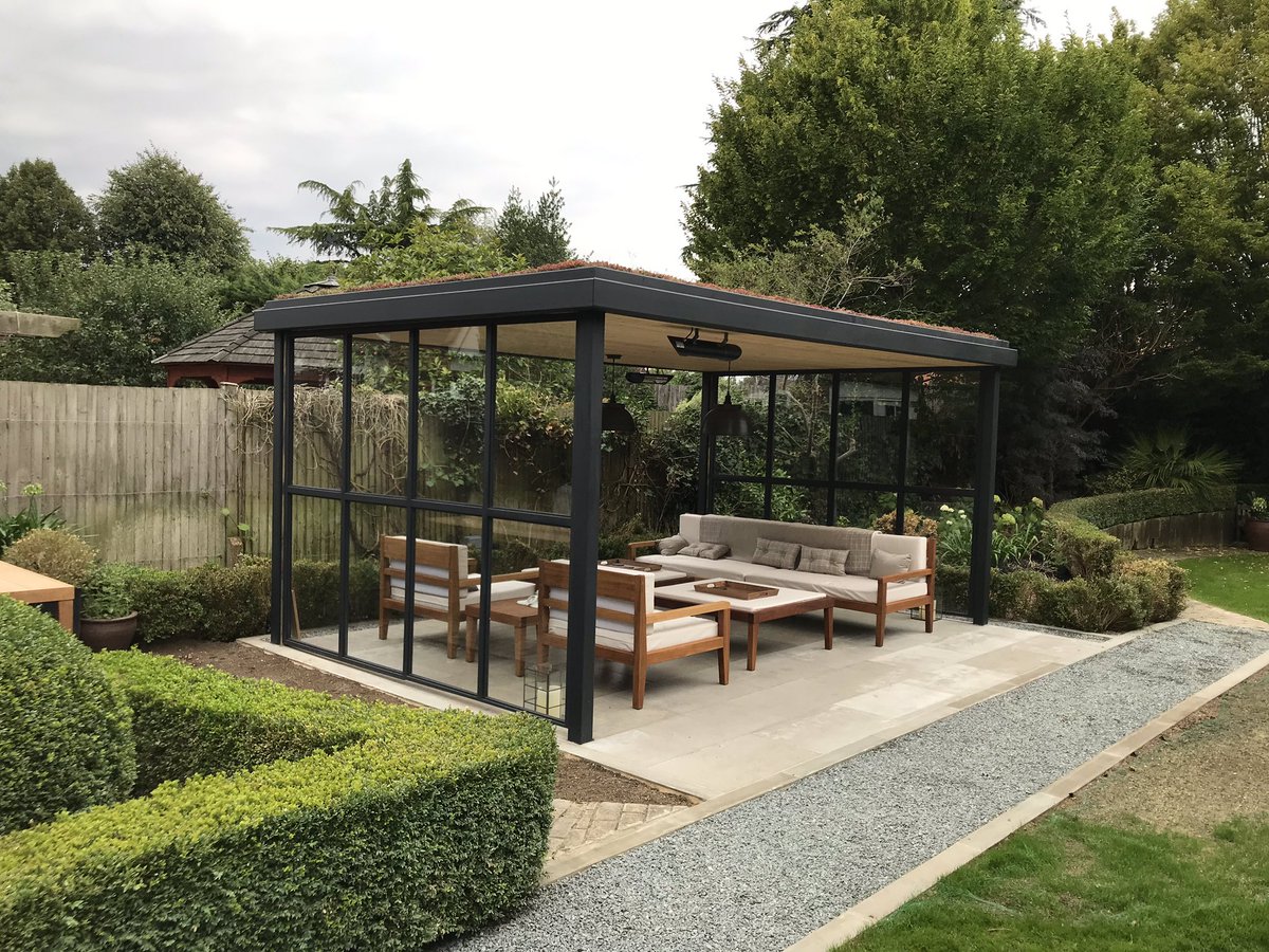 BurnhamLandscap's tweet photo. Garden room rebuild. This came from the Gold medal winning show garden designed by @WillWilliamsGD fabricated by @robhorton1 and assembled by our good selves. #RHSHampton #Collaboration #LifesBetterInBoots #ReuseNotRefuse #PureClass @_LONDONSTONE @CEDNaturalStone https://t.co/yU5Ju6dadV