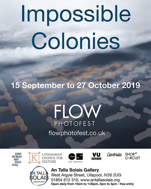 Flowphotofest's tweet photo. FLOW this weekend! Please join us in Ullapool this Saturday for the opening preview of IMPOSSIBLE COLONIES, by Kotryna Ula Kiliulyte: 4-6pm, Saturday September 14th at An Talla Solais. ⁣
⁣⁣
⁣The full festival programme of exhibitions and events is av… https://t.co/uiMqf1nqxH https://t.co/iL7wMB5Shy