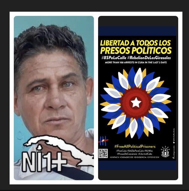 delphino1969's tweet photo. @CUBADECIDE #Cuba #HumanRights
#8SPaLaCalle
#FreeJoseDaniel #FreeYolanda
#FreeAmel #FreeMariaDelCarmen
#FreeOvidio
#FreeCarlosOliva
#FreeYeridian
#FreeDamir
#FreeYoandri
#FreeJorge https://t.co/fmaR1pA9DE