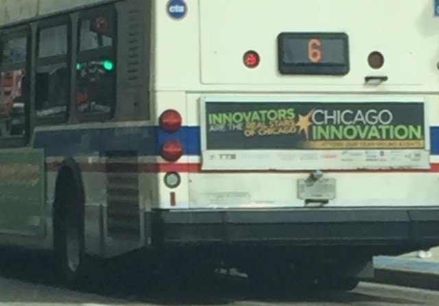 bjwtechie's tweet photo. Hey, I think @Allstate Roadside API is going to have a good chance to be in the top 100 finalist for the @Chi_Innovation awards. Why do I feel this way? Have a look at the advertising on the @cta bus I just got off on my way to the reception!! How's that for great karma? https://t.co/E9eGLqUon6
