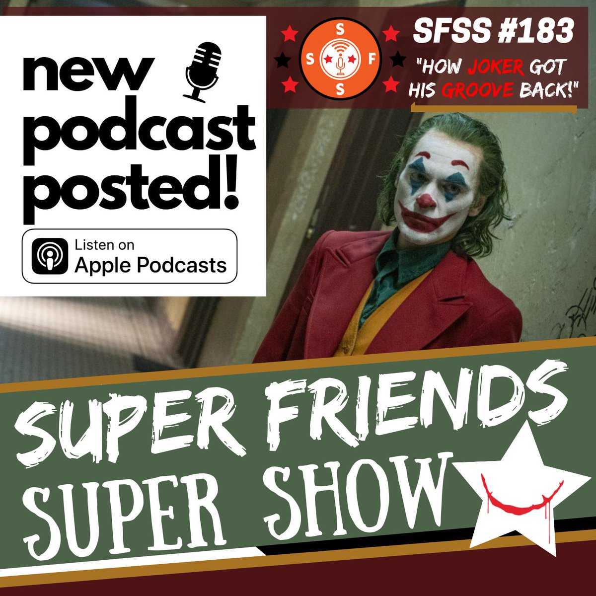 New Super #Podcast! Turn up the volume (within reason!) on your drive home w/ "SFSS #183: How Joker Got His Groove Back!" 

LISTEN HERE &amp; SUBSCRIBE: 
linktr.ee/newsuperpodcast

Topics: #JokerMovie reactions/projections * #SpiderMan/MCU dead? * #HBOWatchmen * #LordZedd actor dies)