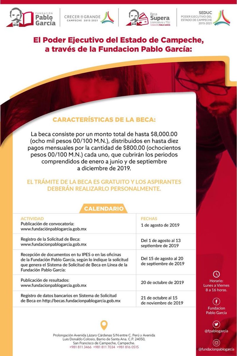 uacamfca's tweet photo. Conoce la convocatoria al programa estatal Becas Supera a estudiantes de Licenciatura @fpablogarcia Fecha solicitud de registros hasta 13 de septiembre 2019 👇🏼 https://t.co/UmsMr4091b