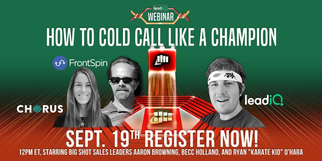 [Webinar] Join <a href="/abrowning100/">abrowning100</a>, VP of Sales at <a href="/FrontSpinHQ/">FrontSpin.com- The Cure for the Silent Sales Floor</a>, Becc Holland, Head of Sales Development at <a href="/chorus_ai/">Chorus by ZoomInfo</a>, and <a href="/Ryohara/">Ryan O'Hara</a> for the best practices #sales teams are adopting to produce opportunities using the phone. 

Register here bit.ly/2PZRS5L