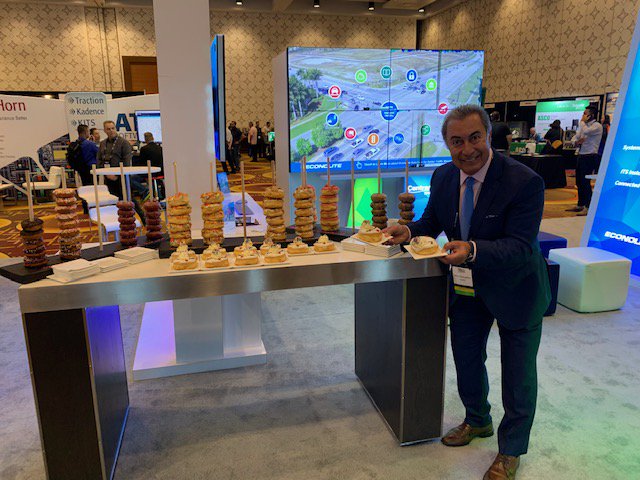 Econolite_ITS's tweet photo. Donuts anyone? Econolite President & COO Abbas Mohaddes at booth #700 during Econolite’s Donuts for Delegates event at ITS CA in Los Angeles.
#itsca2019 #ThisisITS #Econolite #SavingLivesThroughImprovedMobility https://t.co/1Z8dIvWLD4