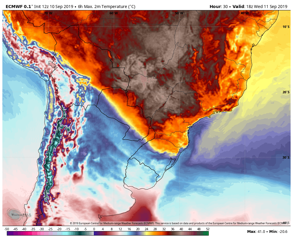 Rodolfoar07's tweet photo. #BRAZILWEATHER #HEATWAVE The National Institute of Meteorology of Brazil has issued a RED ALERT for HEAT WAVE in parts of Central Brazil this Wed. In these areas the temperature should exceed 40ºC. Sao Paulo city is under orange alert and may have a temperature of 35ºC on Thu. 🥵 https://t.co/l8E7GRDW46