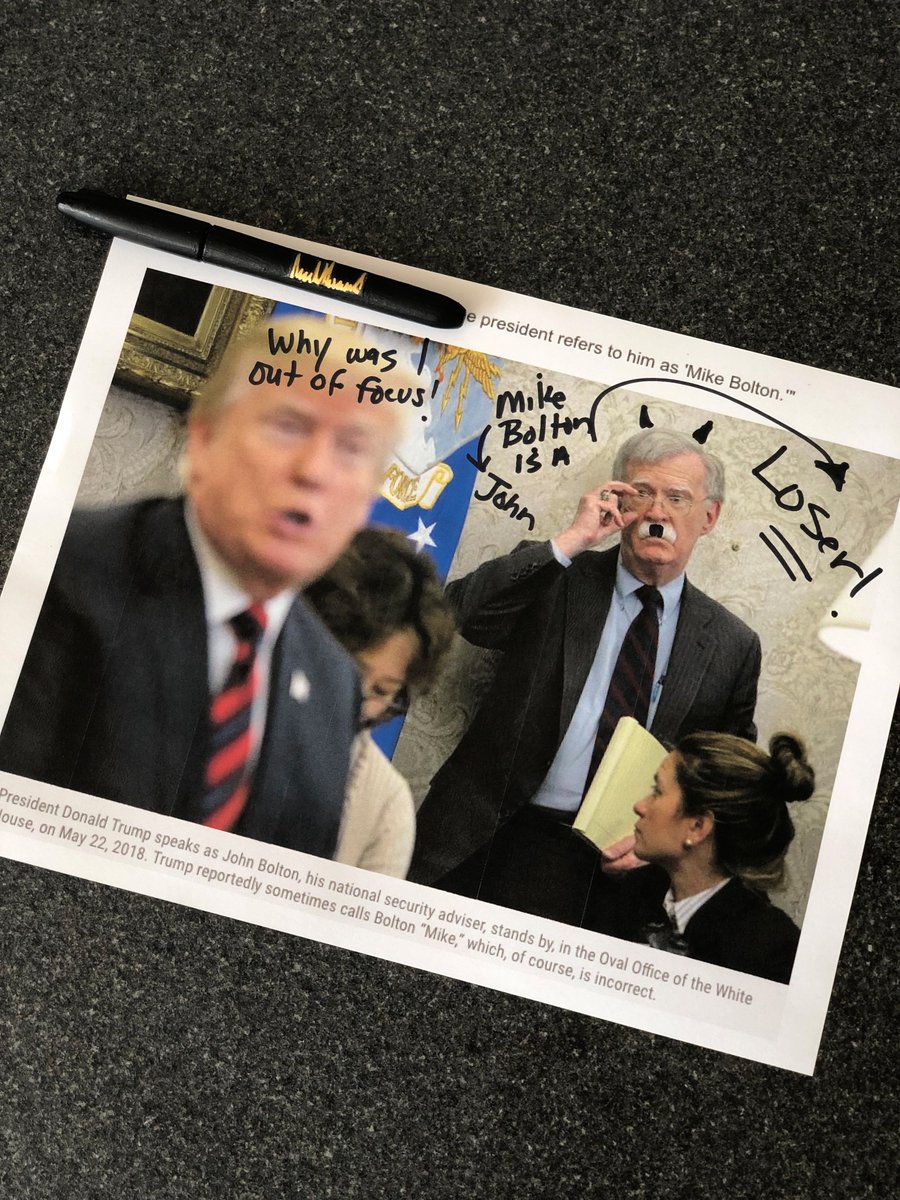 TrumpSharpie's tweet photo. He's really excited &amp; proud of this firing today...Bolton was totally played last night after their tiff. Trump let #Bolton leave thinking they were cool so #Trump could Twitter fire him first = "Mike" Bolton "You're Fired" #FireByTwitter  #BoltonGotPlayed #johnbolton #Sharpie https://t.co/RO4BmNwv0p