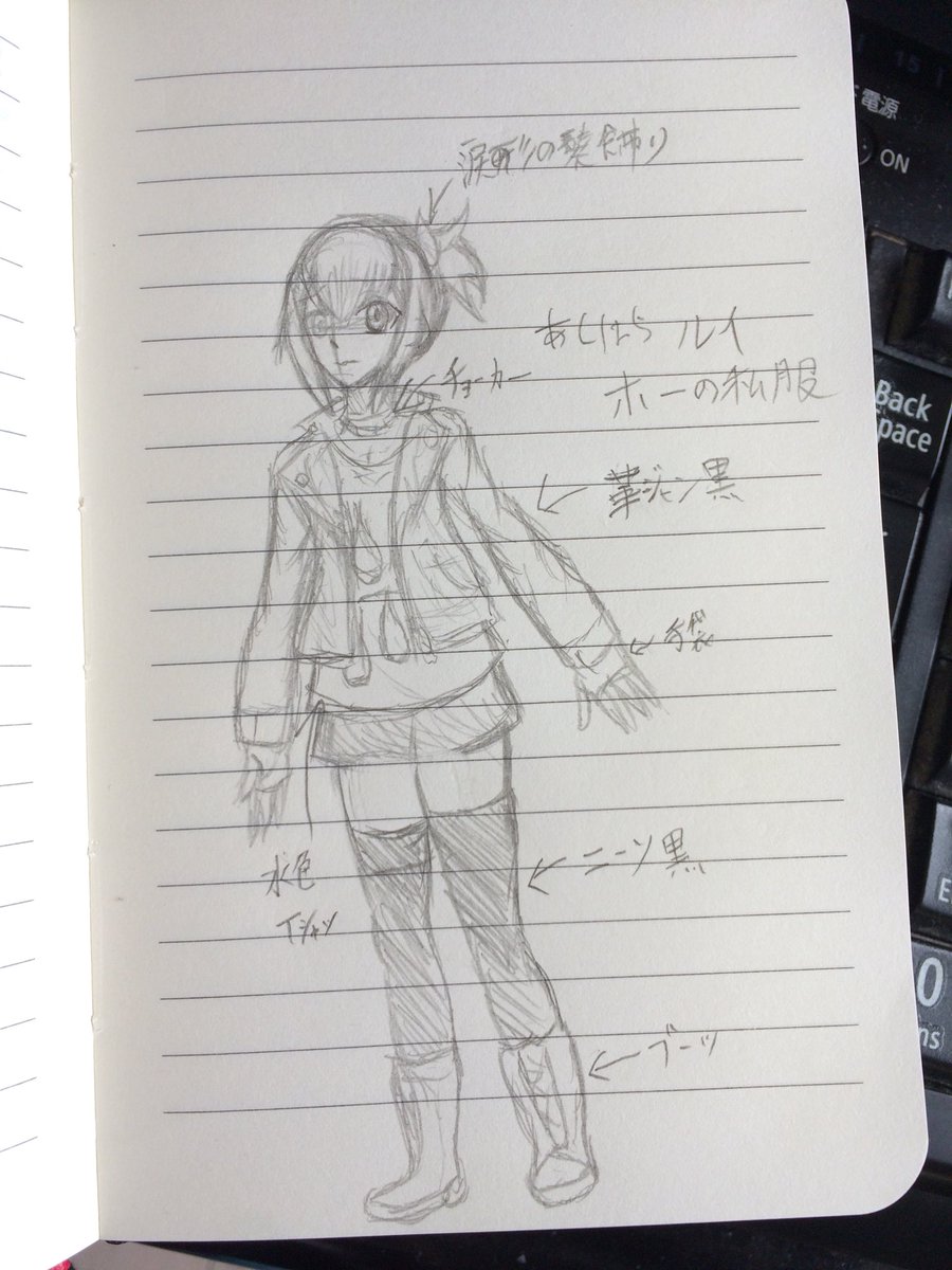 奈月闘夏 イラスト復帰中 בטוויטר これ怪獣娘ホー 葦原ルイの自分が考えたオリジナルの私服のラフ