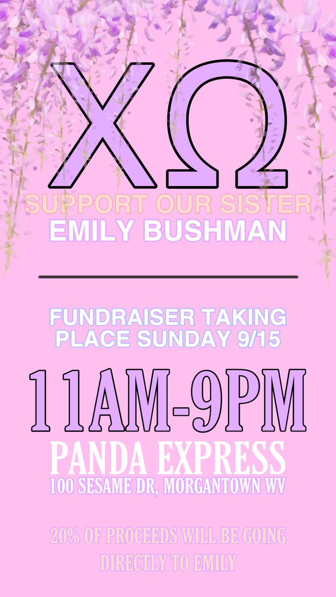 Make sure to head to Panda Express this Sunday to support our sister Emily!💓💘