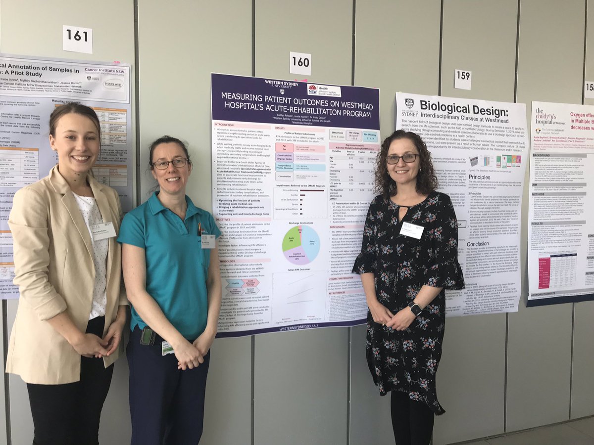 FloodVicki's tweet photo. OT-led research projects well represented at Westmead Research Hub @USyd_Westmead, @RENWestmead, @WestSydHealth, illustrating importance of early intervention in rehab @KristyCoxon and improving function of people with limb prosthetic, @MSproats. https://t.co/6i1CkfSWbs