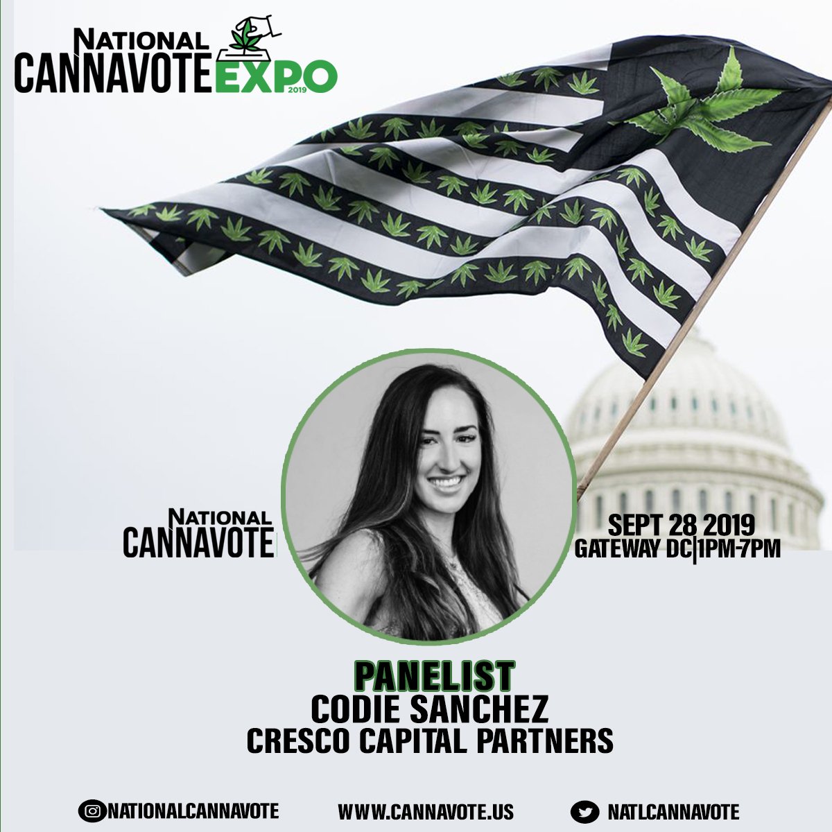 NATLCannavote's tweet photo. Codie Sanchez is apart of the line up of panelists at CannaVote!!

Sanchez is def someone you should be following, and we're looking forward to her gracing the stage and dropping some jewels at CannaVote Expo.

Just be sure you have your ticket! https://t.co/GubQrv9xqj